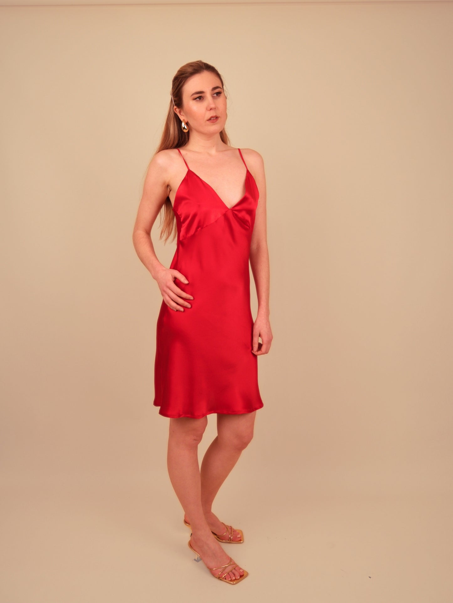 Dalia Wine Red Silk Slip Dress