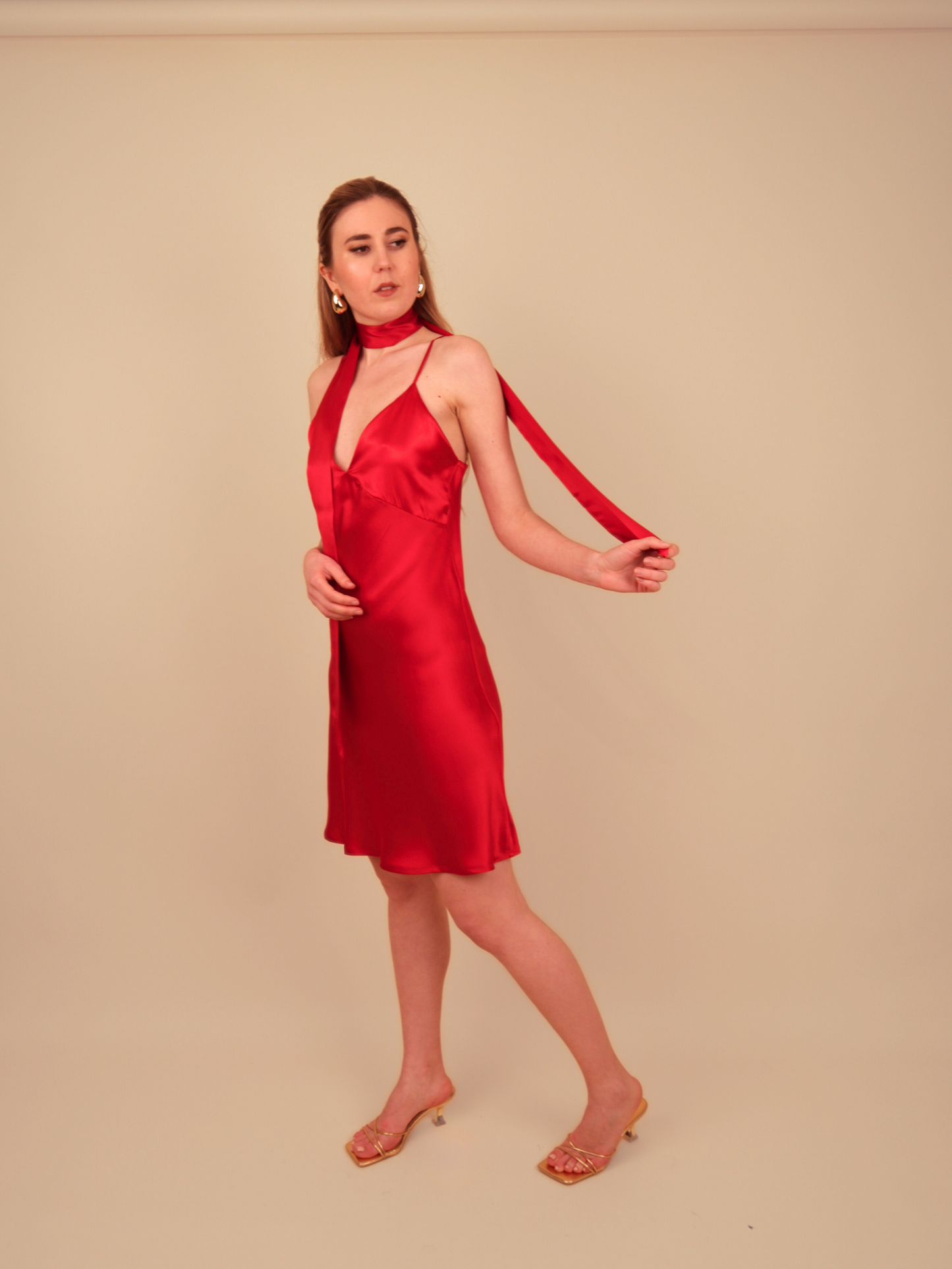 Dalia Wine Red Silk Slip Dress