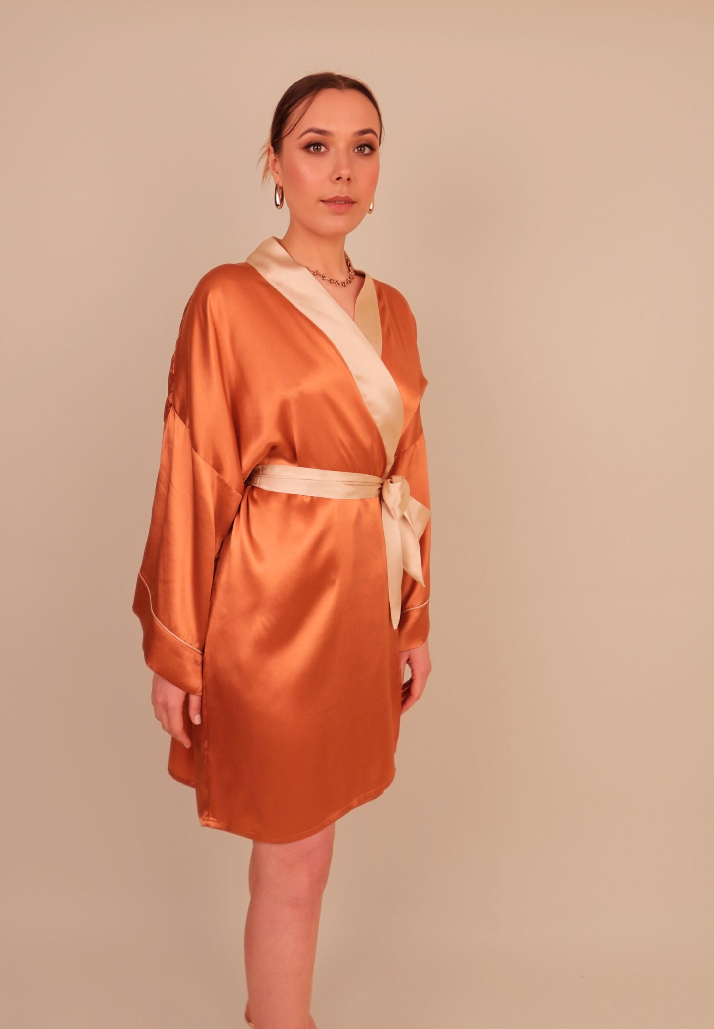 Rehab Copper Silk Kimono Robe