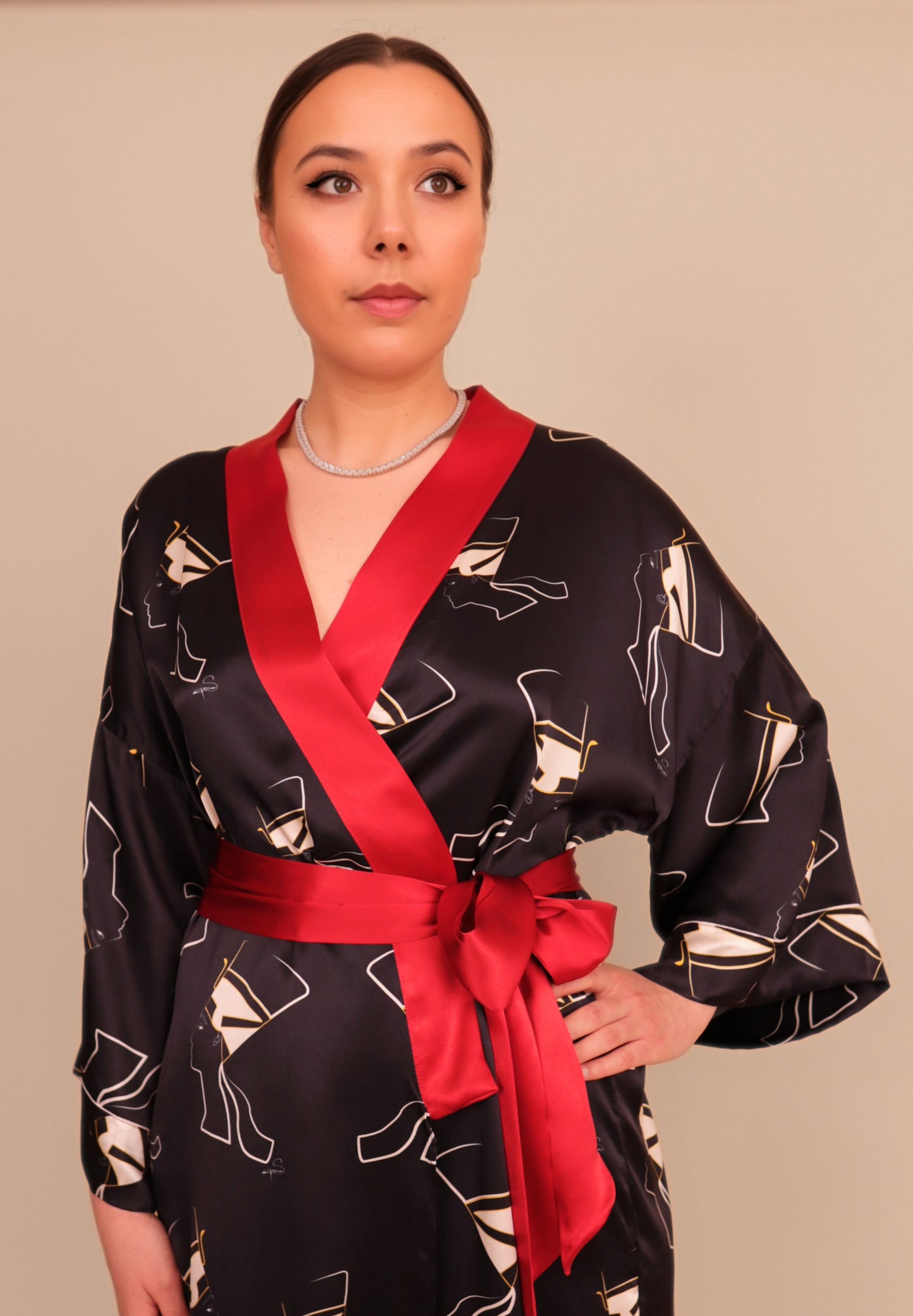 Nefer Night Blue Silk Kimono Robe