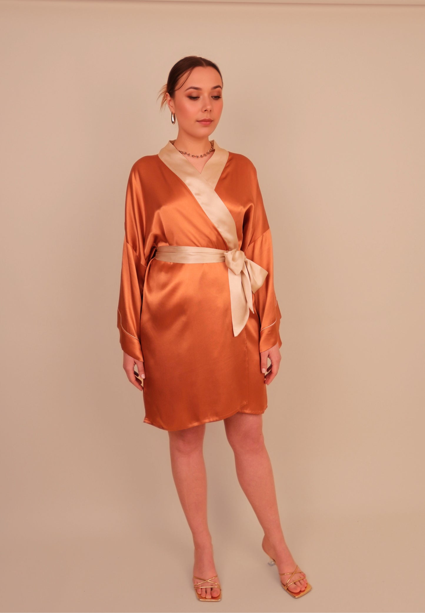 Rehab Copper Silk Kimono Robe