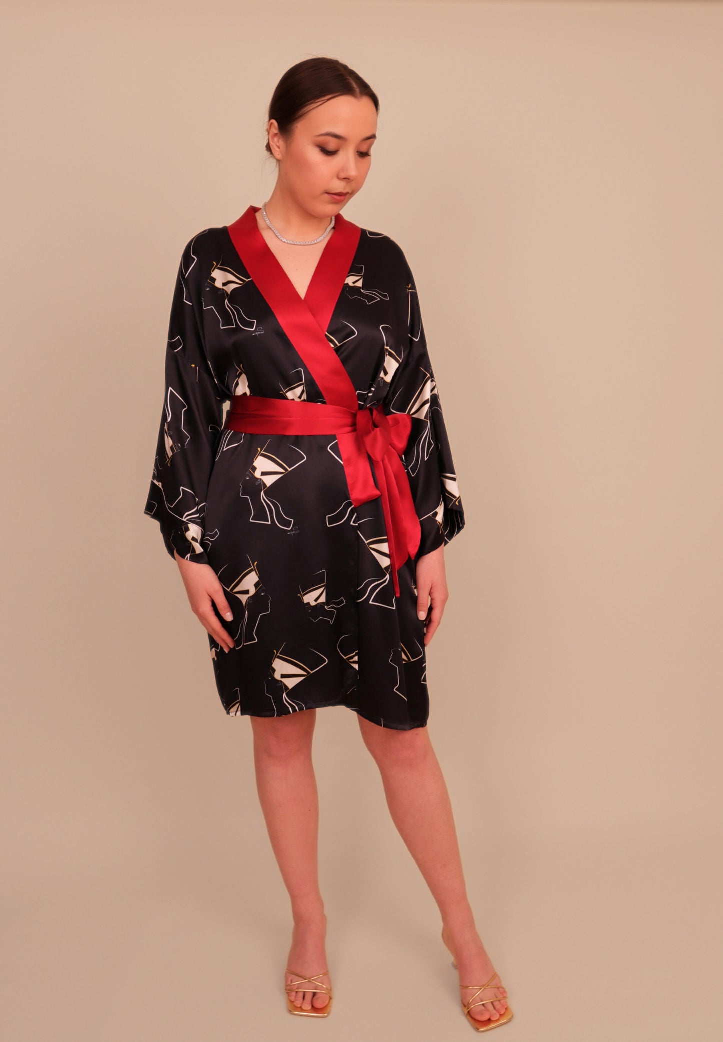 Nefer Night Blue Silk Kimono Robe