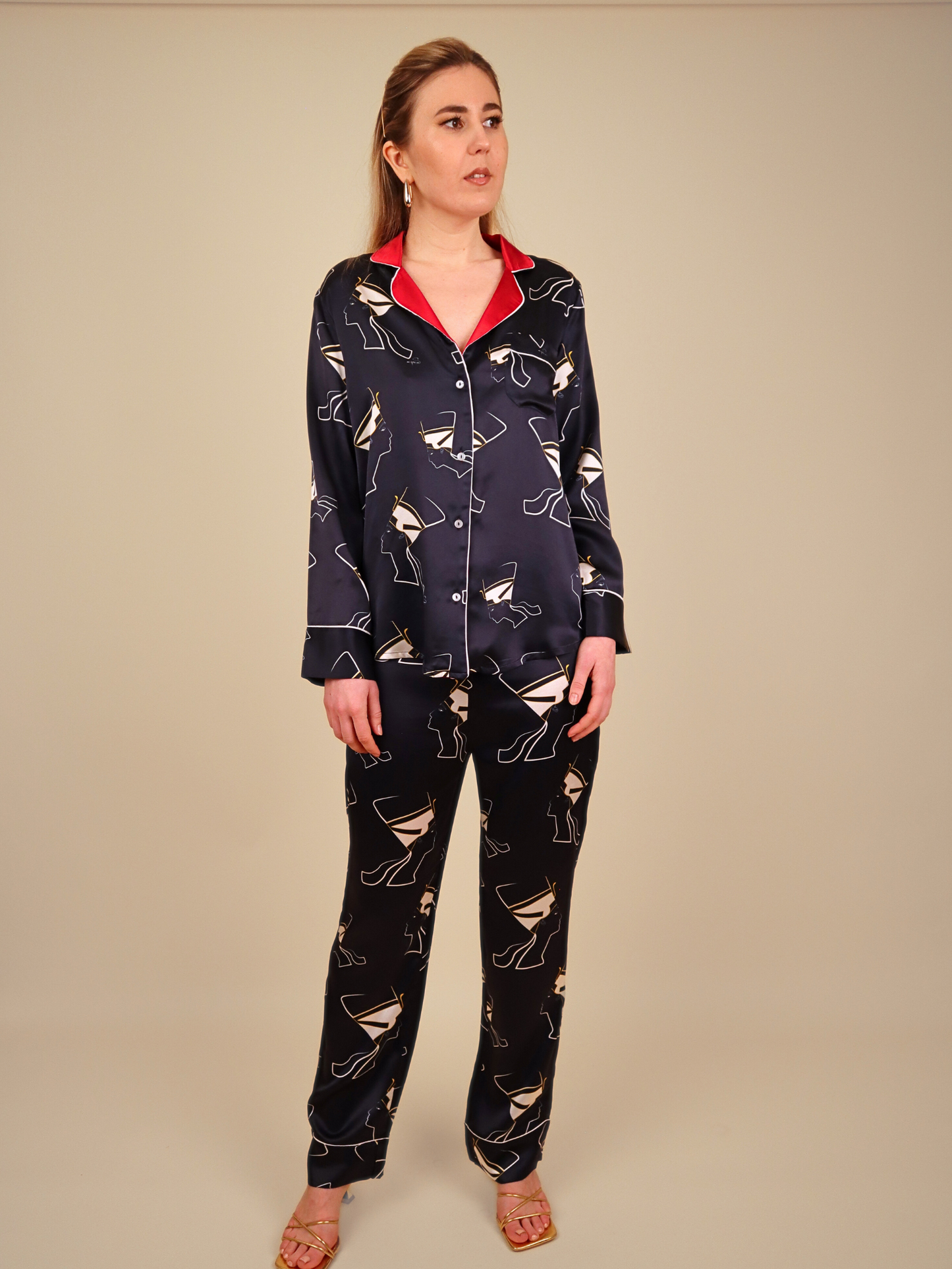 Nefertiti Night Blue Silk Pajamas