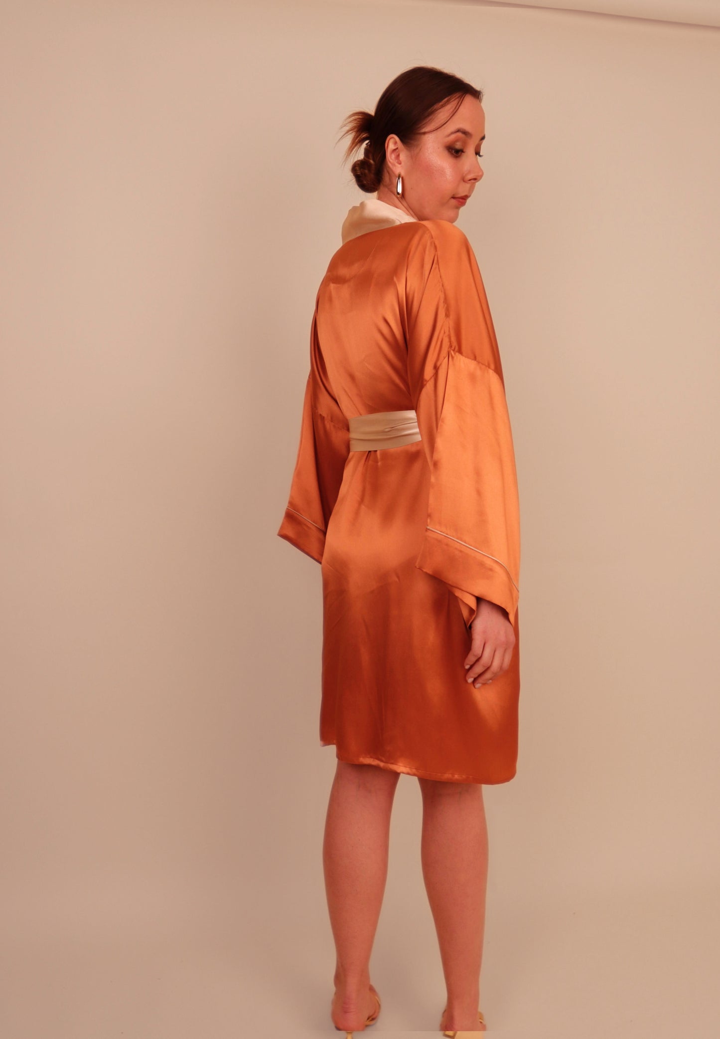 Rehab Copper Silk Kimono Robe