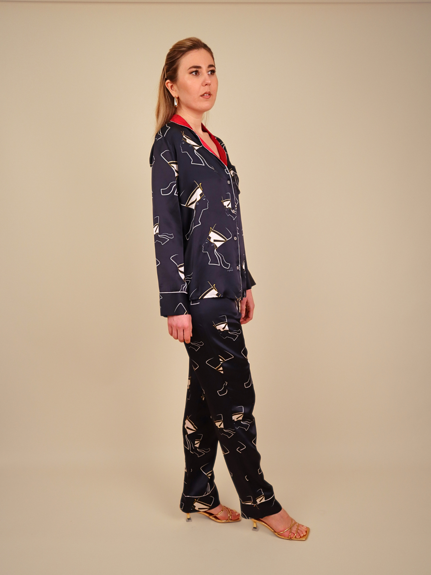 Nefertiti Night Blue Silk Pajamas