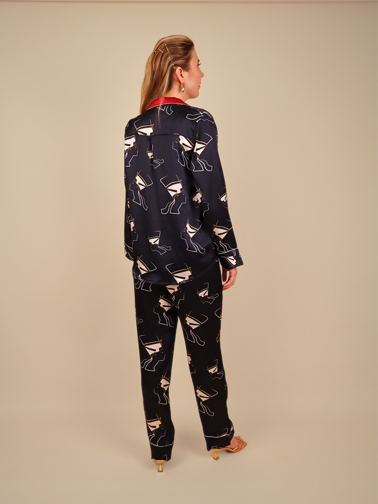 Nefertiti Night Blue Silk Pajamas