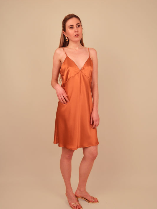 Dalia Sienna Copper Silk Slip Dress