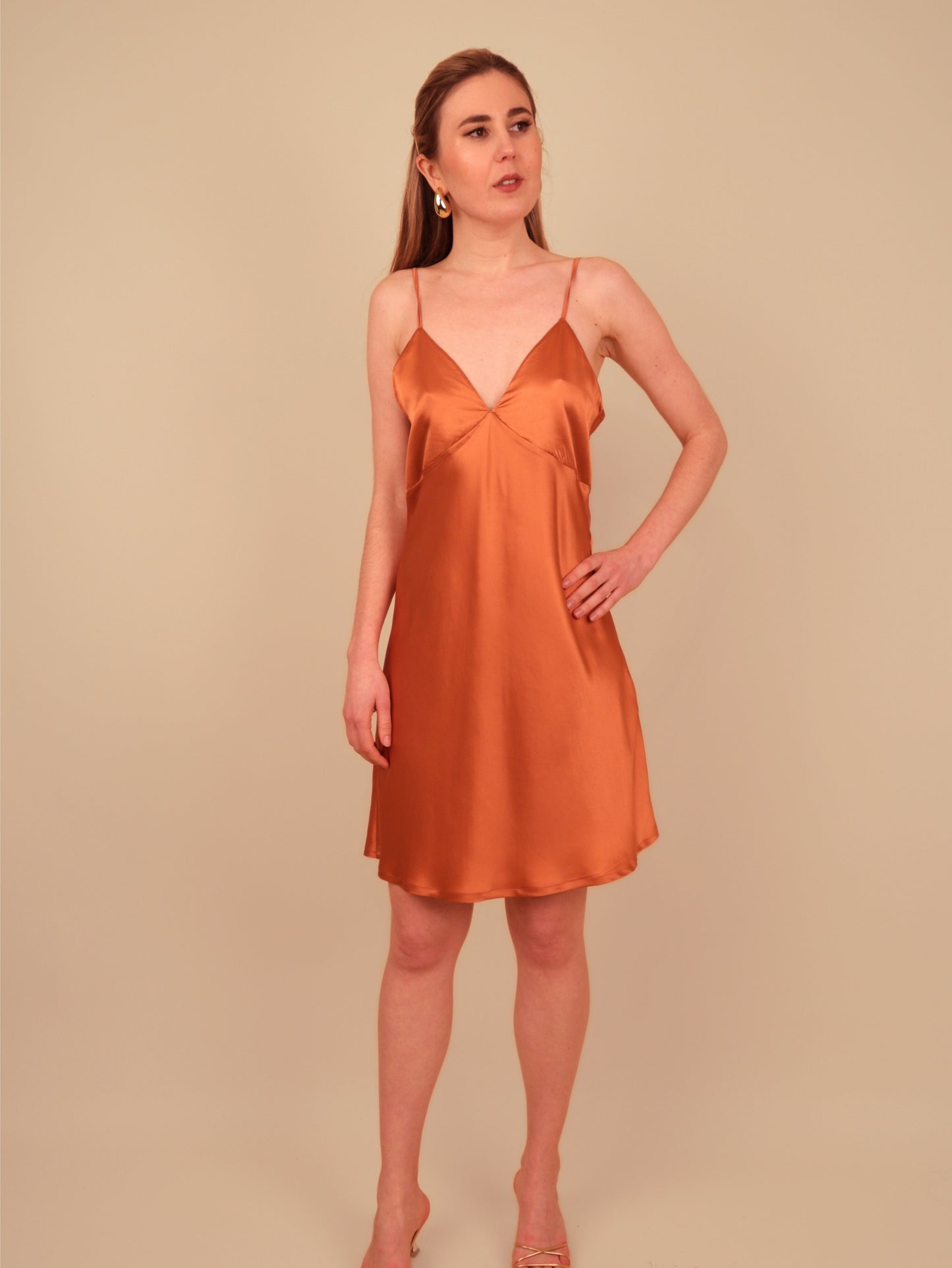 Dalia Sienna Copper Silk Slip Dress